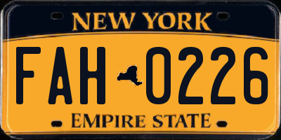 NY license plate FAH0226