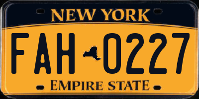 NY license plate FAH0227