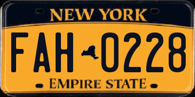 NY license plate FAH0228