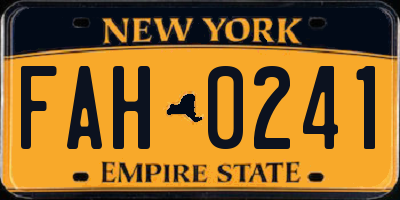 NY license plate FAH0241