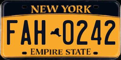 NY license plate FAH0242