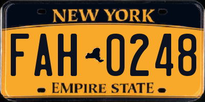 NY license plate FAH0248