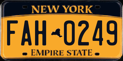 NY license plate FAH0249