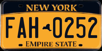 NY license plate FAH0252