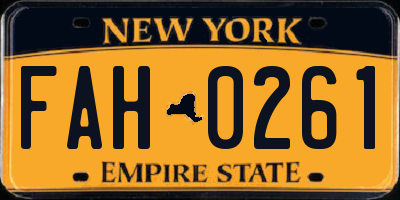 NY license plate FAH0261