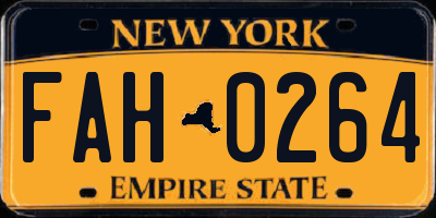 NY license plate FAH0264