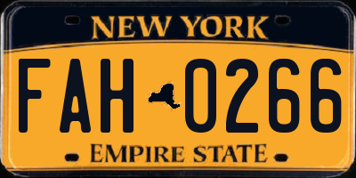 NY license plate FAH0266