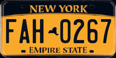 NY license plate FAH0267