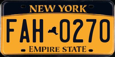 NY license plate FAH0270