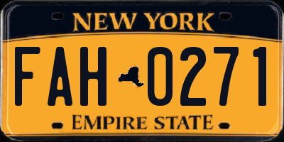 NY license plate FAH0271