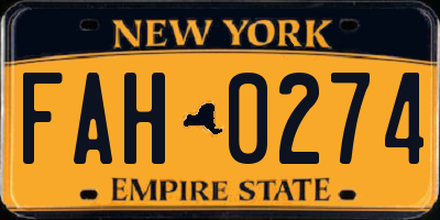 NY license plate FAH0274