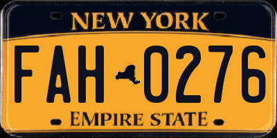 NY license plate FAH0276