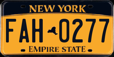 NY license plate FAH0277