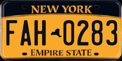 NY license plate FAH0283