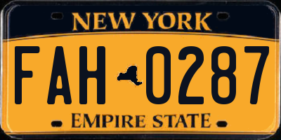 NY license plate FAH0287