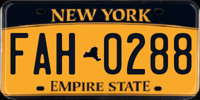 NY license plate FAH0288