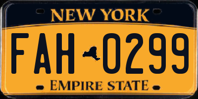 NY license plate FAH0299