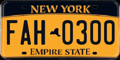 NY license plate FAH0300