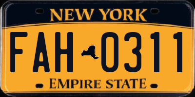 NY license plate FAH0311