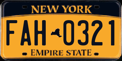 NY license plate FAH0321