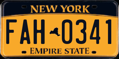 NY license plate FAH0341