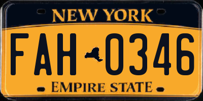 NY license plate FAH0346