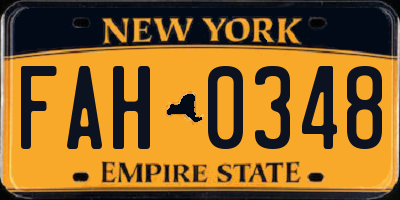 NY license plate FAH0348