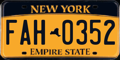 NY license plate FAH0352