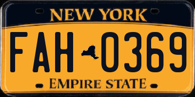 NY license plate FAH0369
