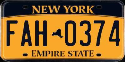 NY license plate FAH0374