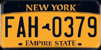 NY license plate FAH0379