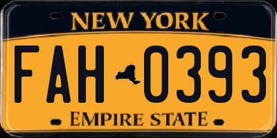 NY license plate FAH0393
