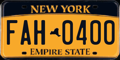 NY license plate FAH0400