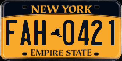 NY license plate FAH0421