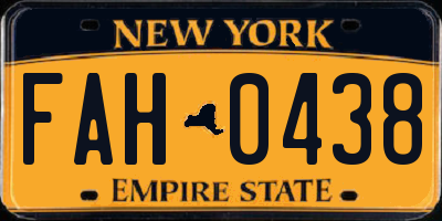 NY license plate FAH0438