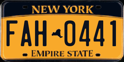 NY license plate FAH0441