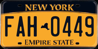 NY license plate FAH0449
