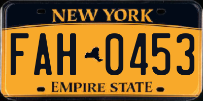 NY license plate FAH0453
