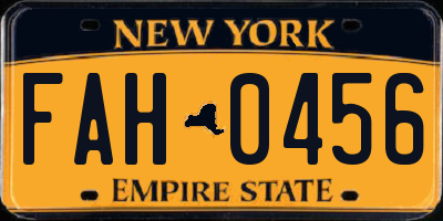 NY license plate FAH0456