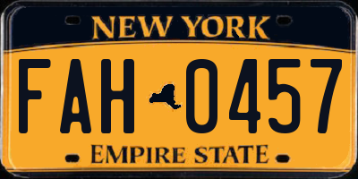 NY license plate FAH0457