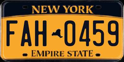 NY license plate FAH0459