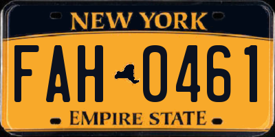 NY license plate FAH0461