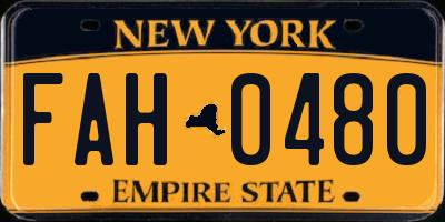 NY license plate FAH0480