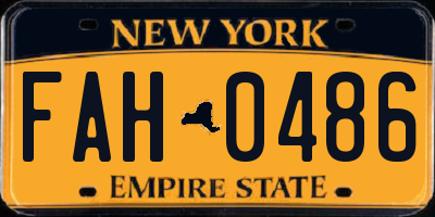 NY license plate FAH0486