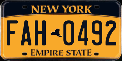 NY license plate FAH0492
