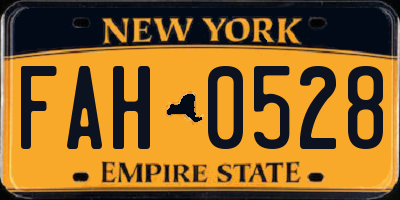 NY license plate FAH0528