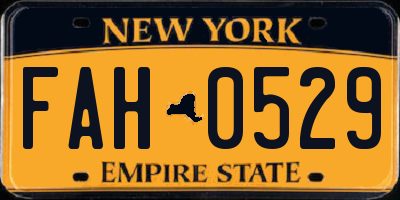 NY license plate FAH0529