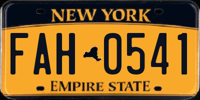 NY license plate FAH0541