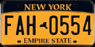 NY license plate FAH0554
