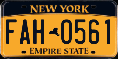 NY license plate FAH0561